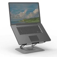 Great Roc Logo personnalisé Support pour ordinateur portable en métal avec base rotative Support pliable pour ordinateur de bureau à domicile Support pour ordinateur portable à 360 degrés