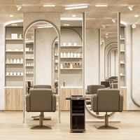 Mobilier de salon de coiffure BRUTALIST sur mesure en 3D pour salons de coiffure professionnels avec bois massif et éclairage LED