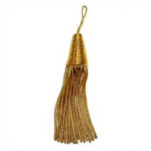 พู่ห้อยประดับเพชรเทียมแบบสั่งทำพิเศษ DADA Gold Mylar Bullion Fringe Tassels สำหรับตกแต่งเสื้อผ้าและของตกแต่งบ้าน ทนทาน ใช้สำหรับงานถักโครเชต์ DIY - Product Image 1