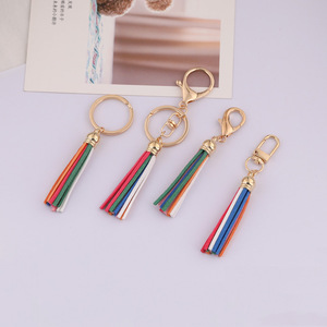 Colorful Tassel Keychains <b>Metal</b> Plated With Rainbow Stripes For Bag And Purse Accessories - Product Image 3