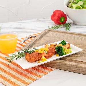 <span class=keywords><strong>9.5</strong></span> inch hình chữ nhật màu trắng bền vững lò vi sóng bã mía thực phẩm phục vụ phục vụ trái cây bữa ăn tối Đảng giấy tấm - Product Image 4