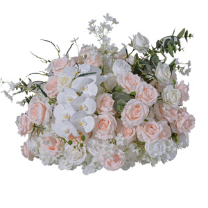 Couronne de fleurs roses et blanches, centre de table romantique, boule de fleurs artificielles, décoration de mariage, ornement de table de fond - Product Image 6