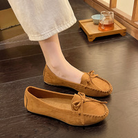 Mocassins plats en daim à nœud pour femmes, chaussures de conduite à enfiler, multicolores, souples, antidérapantes, décontractées, pour la marche, personnalisables OEM ODM