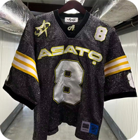 T-shirt ample et personnalisé en jersey sans couture pour homme, style streetwear vintage, en spandex pur, avec appliques et sequins, coupe carrée, décontracté et tendance