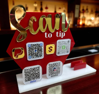 Panneau hexagonal rose en acrylique avec code QR pour les réseaux sociaux, plaque d'affichage personnalisée pour entreprises et salons, compatible Instagram et TikTok