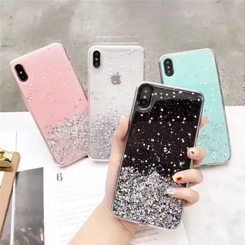 Luxury Fashion Bling Cute Soft Slim Gel TPU Girl Quicksand Glitter Cell Phone Case For iPhone X 13 12 11 Pro Max
