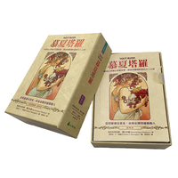 Jeu de tarot Mucha personnalisable de haute qualité, design Moravia, bordure dorée holographique, finition brillante, écologique et recyclable