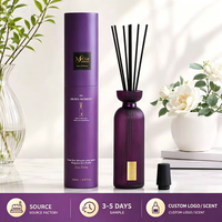 Diffuseur de parfum en verre côtelé de luxe 250 ml, 6 couleurs de bouteilles au choix, logo et parfum personnalisés, ensemble diffuseur d'arômes pour la maison