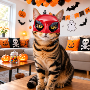 Masques en latex amusants pour chat, thème Halloween, motifs chauve-souris, chat, Joker et <span class=keywords><strong>Avengers</strong></span>, pour soirées dansantes et événements - Accessoires pour animaux de compagnie - Product Image 3