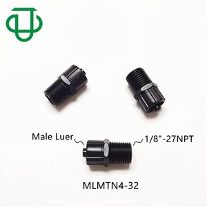 Conector Luer Macho de <span class=keywords><strong>Nylon</strong></span> Negro JU con Rosca NPT de 1/8-27 y Anillo de Bloqueo Integral - Product Image 1