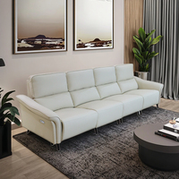 Salon moderne de luxe, ensemble de canapés inclinables électriques en cuir véritable 4 places