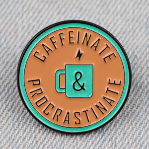 Sming pimleri daha kahve emaye pimleri Caffeinate Procrastinate yaka rozeti gıda karikatür moda broş - Product Image 4