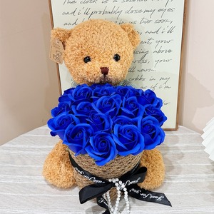 Nouveau Bouquet de fleurs éternelles en forme de petit ours, seau à fleurs, cadeau d'anniversaire pour fille, cadeau de la Saint-Valentin - Product Image 3