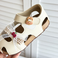 Sandales à la cheville pour filles {Tailles 1626} – Nouvelle collection été 2026 – Respirantes, fermeture Velcro, nœud papillon, chaussures princesse à bout fermé en microfibre