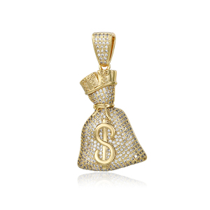 111301 xuping jewelry 14k dollar pendant lucky charm simple fashion gift for friends hiphop diamond money bag pendant