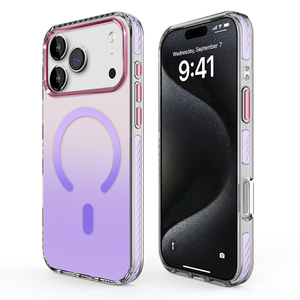 Coque magnétique premium dégradée pour <span class=keywords><strong>iPhone</strong></span> 17, compatible avec motifs personnalisés, dos rigide en acrylique avec protection de l'objectif - Product Image 1