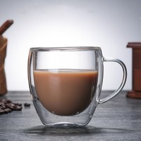 Tasses à café en verre à double paroi épaissi de haute qualité avec poignée, 250/350/450 ml, pour lait, thé, eau, tasses personnalisées