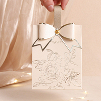 Boîte à Dragées de Mariage Blanc Crème, Boîte de Mariage Vintage Française Portable, Texture Nœud Champagne, Boîte en Papier pour Anniversaire et Festival