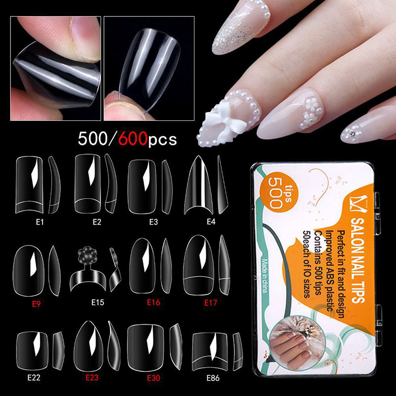 High Quality Professional Custom Logo French Style Artificial False Nails Half Tips and Full Cover False Nail Tips