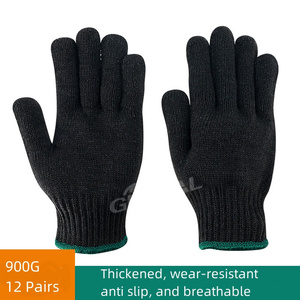 Guantes de algodón negros gruesos listos para enviar 22cm 7G 600g 700g <span class=keywords><strong>900g</strong></span> Guantes de algodón de punto para maquinaria de manejo de mantenimiento - Product Image 3