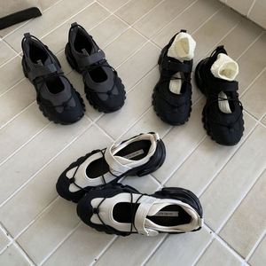 2025 New Korean Spring & Autumn Platform Shoes, Round Toe & Color-block Design, <b>Velcro</b> <b>Strap</b>, Height & Age-reducing Effect - Product Image 1