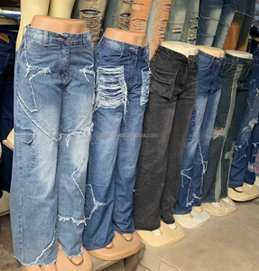 <span class=keywords><strong>Jean</strong></span> cargo décontracté ample et déchiré à jambe droite pour <span class=keywords><strong>femme</strong></span>, grande <span class=keywords><strong>taille</strong></span>, en denim, été 2026 - Product Image 2