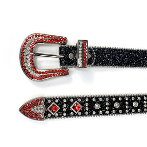 Cintura Western da Cowboy con Strass Rossi, Cintura Bling Bling con Cristalli e Diamanti <span class=keywords><strong>per</strong></span> Uomo, Cinto De Strass - Product Image 4