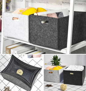 Ensemble de boîtes de <span class=keywords><strong>rangement</strong></span> en feutre non tissé MIQIO, 4 paniers pliables 30x30x30cm, caisses organisatrices beige - Product Image 5