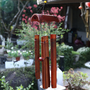 Campanas de viento de bambú de estilo chino, decoraciones hechas a mano para exteriores, adornos para sala de té, hotel, jardín - Product Image 3
