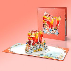 50th Anniversary Pop up 3D Romantic Love Greeting Card 4 Color Printed Gloss Lamination for Wedding & Valentine's Day - Product Image 2