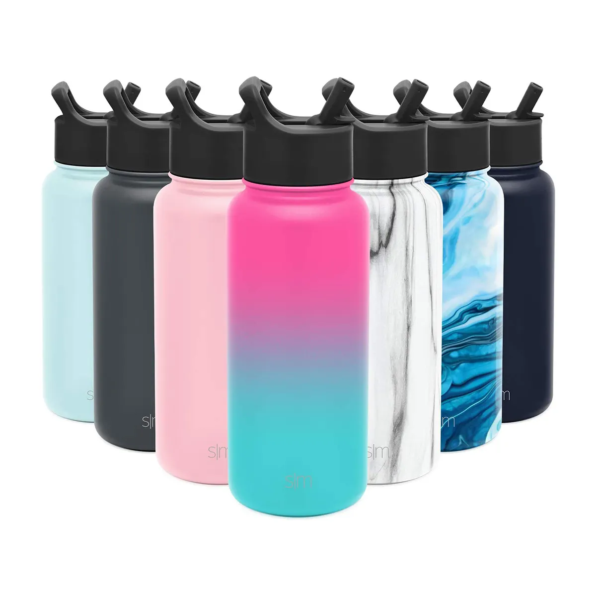 Simple Modern Summit Water Bottles with Reusable Straw Lid BPA Free Hydro Insulated Thermal Flask for Hot or Cold Drinks