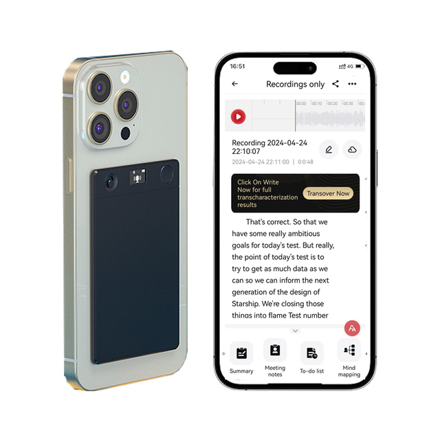 ChatGPT Magsafe Slim Digital Voice Recorder App Controls Supports 107 Languages Wav Format Transcription Summarization Recording