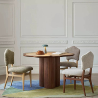 Chaise Star Anise, style crème français, en bois massif, avec dossier rembourré, pour la maison