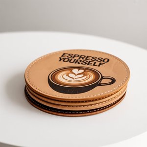 Круглые кожаные подставки с принтом в британском стиле - Product Image 3