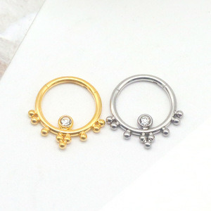 Anneau de nez rond en argent et or avec sertissage en cristal, bijoux de piercing pour usage quotidien DQ00121 - Product Image 3