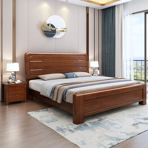 Lit en bois massif de noyer Dazhang Jiaju 1,8 m avec plateforme de rangement, mobilier de chambre principale, style chinois moderne - Product Image 2