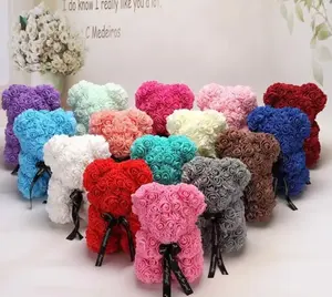 2024 Artificial Roses Flower Bear Bouquet Handmade Bouquet Wedding Decoration Gift Christmas Valentine's Day Gift