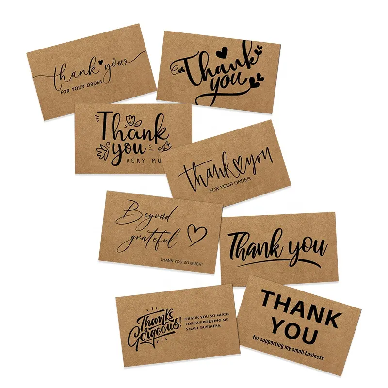 Özel teşekkür ederim kart 50 adet/torba teşekkür ederim kartları desteklemek için benim küçük iş Kraft kağıt el yapımı el sanatları dekorasyon kartları