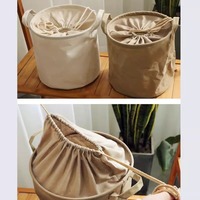 Panier à linge pliable de grande capacité en coton et lin de style japonais avec fermeture à cordon, bac de rangement au sol