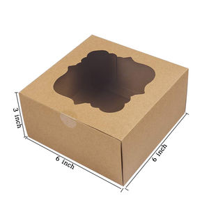 Boîtes cadeaux mignonnes de boulangerie en papier kraft brun boîtes de présentation avec fenêtre pour gâteaux/biscuits/cupcakes/beignets/pâtisseries/fraises - Product Image 5