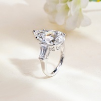 Bague fine personnalisée MSR-1888 en or 14K 18K, trois pierres, 5 carats, diamant de laboratoire taille poire D VVS2