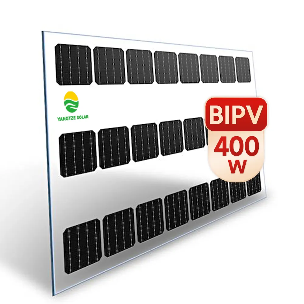 400W Solar Glass First Bipv Building Facedes M Type Rail Carport Bracket Sistem Panel Film Transparan