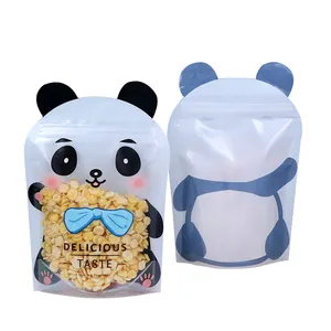 Impresión personalizada de panda en forma de embalaje especial anómala forma bolsas de palomitas de maíz comida ziplock bolsita a prueba de humedad - Product Image 1