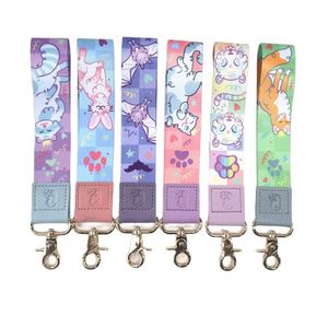 Wholesale <b>Custom</b> Short Polyester Leather Lanyard <b>Keychain</b> Phone Lanyard Short Wrist Strap Lanyard for Promotions and Events - Product Image 1