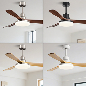 Ceiling Fan Light With Led Lamp 52 In Fixed Blade For Living Room Bedroom Minimalist Design Integrated Ceiling Fan Light - Product Image 1