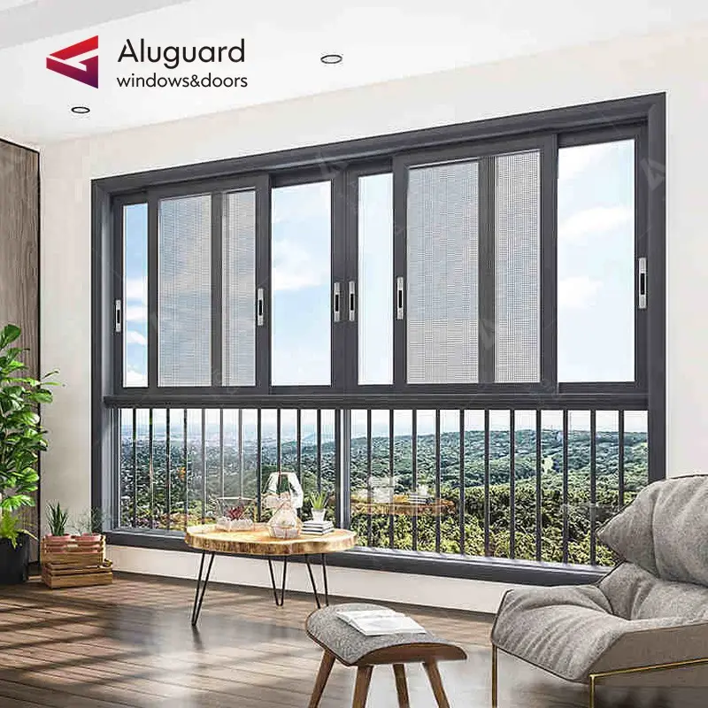 Aluminum profile sliding windows and doors modern idea customized multi panel large glass slider window