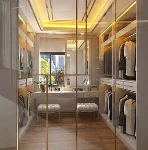 Tủ quần áo âm tường phòng ngủ, cửa trượt, thiết kế hiện đại với cửa kính khói, tủ quần áo walk-in, cửa giấu kín. - Product Image 2