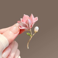Broche Magnolia Élégante et Exquise de Style National, Nouvelle Épingle Fleur Tendance, Accessoire Corsage Hanfu Rétro, Thème Floral Végétal
