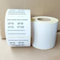 Papier d'étiquettes thermiques adhésives jaunes en gros Eco 75*120 pour le transport de fruits et de maïs, perforées, permanentes, résistantes aux intempéries