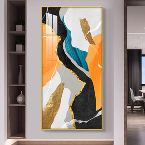 Hotel porche decoración verde azulado oro turquesa lujo pared arte cristal porcelana pintura moderna grande pared arte abstracto pintura - Product Image 6